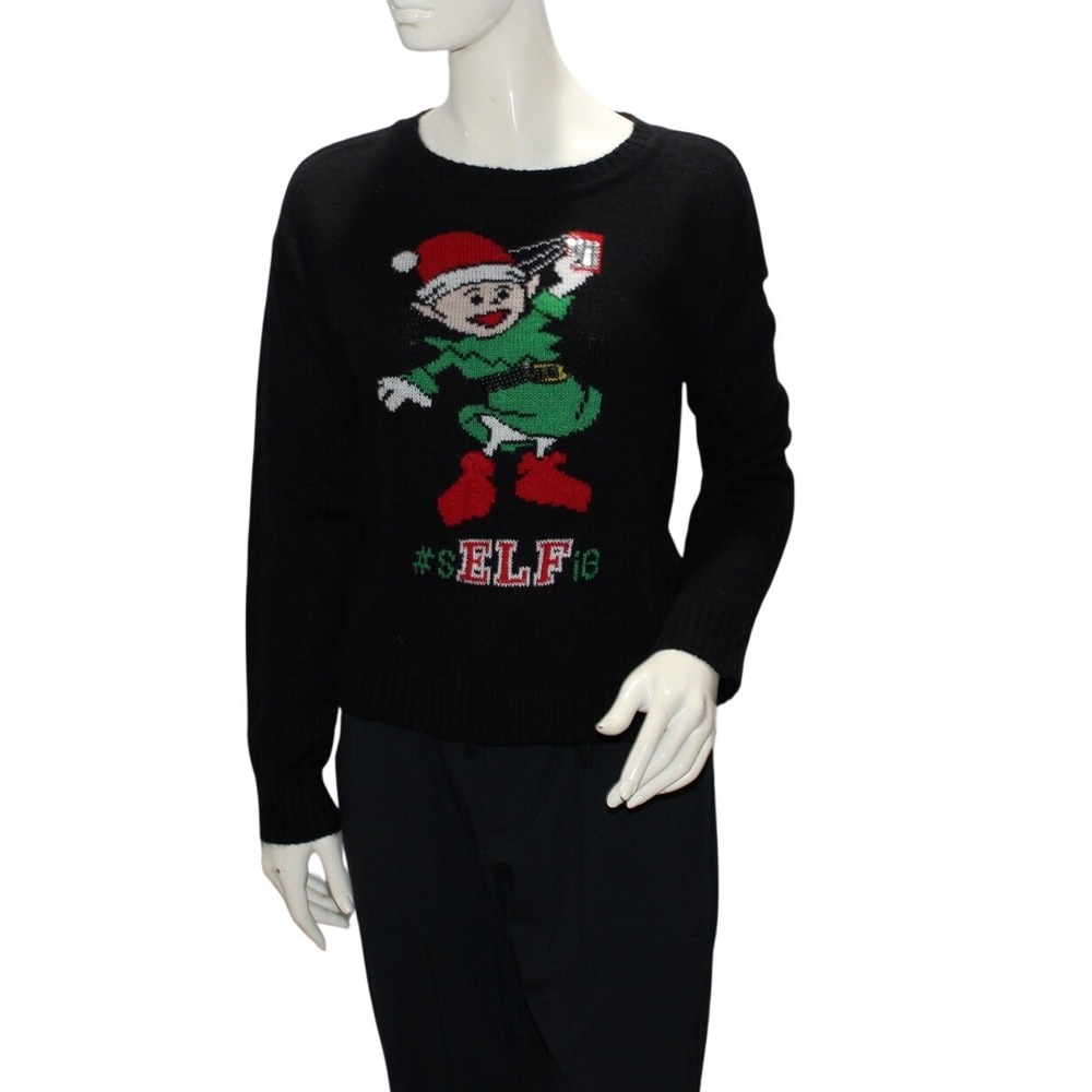 Heart N Crush "#sELFie" Christmas Sweater‎ Women's Medium 2010s Holiday Novelty